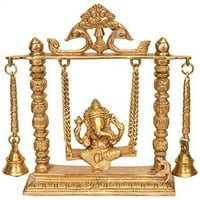 Lord Ganesha na zamahu s visećim zvona - mesinganom statue
