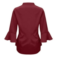 Baycosin Solid Dressy Bluze za žene Ruffle Loose V izrez Peplum rukave šifonske košulje Srednje duge