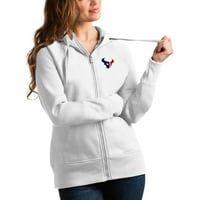 Ženski antigua bijeli Houston Texans pobjeda sa punim zip hoodie