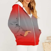 Clearsance, XiaOffen dukseri za žene, ženski džemper s dugim rukavima Zip up hoodie jakna lagana vučna