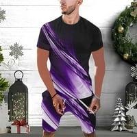 Muški kratki setovi odijeva Modni ljetni trenerke Grafička ispis Ležerne košulje i kratke hlače Purple
