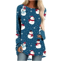 Božićni dugi rukav Tuns Womens Novelty 3D Božićni ispisani ružni božićni duks povremeni pulover majica