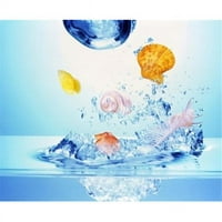 Višebojni školjke i mjehurići vode u šupljini vodeni plakat Print do - 20