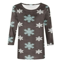 Rollbacks ženska modna dukserica božićna slatka snjegovina grafički ispisani labavi majica rukava bluza