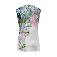 Bvnarty ženski boho cvjetni ispis čipkasti čipke Cleance v izrez Camisole Comfy bluza Modne majice bez