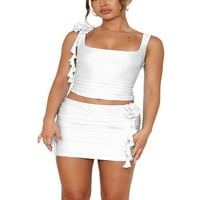 Licupiee Women Outfit Y2K Mini suktni setovi 3D cvjetni usjev rezervoar za kratke suknje kratke suknje