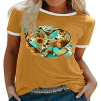 GLONME DAMIES Majica za srce Thirt THICE CREW CACT Ljetni vrhovi Radni modni tunički bluza Ležerne prilike