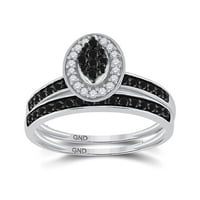 Sterling srebrni okrugli crni dijamantni mladenci za vjenčani prsten CTTW