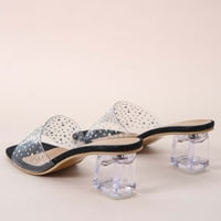 Dezsed Ženske srednje pete Sandale Ljetne modne casual kvadratne papuče za glavu Rhinestone Dekoracija