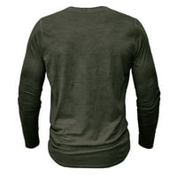 Muška moda Henley majica Dugme dugi rukava Majica Vojska zelena Veličina XL