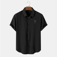 Muška Jednostavna štampačka majica s kratkim rukavima rever, majica kratkih rukava TOP Okrenite bluzu