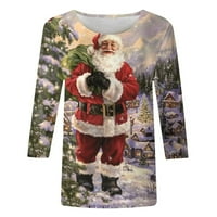 Yyeselk Žene Xmas Santa Tree Graphic bluza casual crewneck rukav sa slobodnom majicom tunika