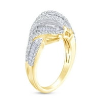 Round & Baguette Cut White Diamond Diamond Multi-Red Wave Angažman vjenčani prsten u 14k žuto zlato
