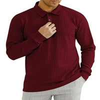 Muška polo majica rever na vratu Dugme Down Bluza Muški mens Regular Fit Pulover Golf T majice Crveni