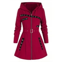 Symoid Womens s kapuljača i jakne - modna topla FOAT kaput jakna zima patentni zatvarač čvrsti dugi