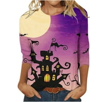 Žene Noć vještica Gothic Odjeća Halloween Košulje Žene Grafička majica Majica Fall Tee Tops Ruver Crewneck