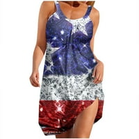 Plaže haljine za žene Trendy Dan nezavisnosti Američka zastava Print Patriotska haljina Holiday Boho