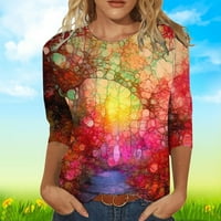 Levmjia Ženska košulje, vrhovi plus veličine Trendi okrugli vrat 3 4Sleeve majica za ispis bluza vrhova