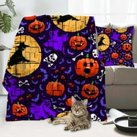 Halloween Dekorativni pokrivač s jastukom, pokrivač za kotlu za spavaću sobu estetika, 324,52x59 ''