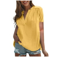 Ženske bluze Modna ženska majica od pune boje V-izrez temperamentni pulover nazad Pleted kratki rukav