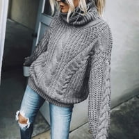 Ženske kornjačene džempere dugih rukava pulover kabela pletene džempere mekani skakači džemperi Up Grey