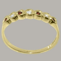 Britanska napravljena 9K žutog zlatnog prirodnog dijamanta i graneta Ženske vječne prstene - Veličine