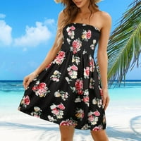 Mveomtd Women Ljeto moda Off ramena bez rukava bez rukava na vrhunsku haljinu Soild Ljetna plaža Covery