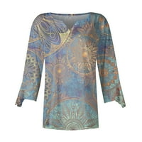 Košulje za čišćenje za žene Ležerne prilike, rukavi ljetni V-izrez modni ispisani labavi fit pulover svijetlo plavi xl