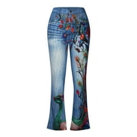 Snoarin plus veličina Žene Capri hlače za ljetne modne ležerne print pantalone Duge ravne hlače Ležerne