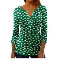 Ženski vrhovi kratki rukav Novi dolasci košulje Basični vrhovi za žene V-izrez casual bluze tunike Green