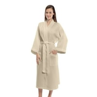 Srednja teleća dužina vafla tkanje kimono Easy Fit Robe-White