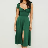 Ženske haljine klirence kratki rukav A-line midi haljina, labav halter ispisana ljetna haljina zelena
