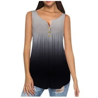 Fnochy Womens Bluzes i vrhovi čišćenje ljeto Veliki krug -neck kratki rukav gradijentne majice za ramena