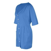 Maxi haljine za ženske ležerne V-izrez Čvrsta kratkog rukava džep kratka ženska ljetne haljine