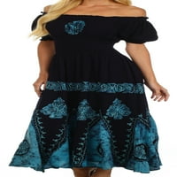 Sakkas Batik Sunshine seljačka haljina - mornarsko tirkizno - jedna veličina