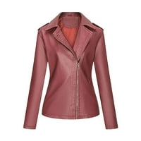 Kožna jakna za žene Jesen modni čvrsti patentni zatvarač vrpce kardigan sa džepom kratke jakne kiše