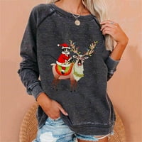 Dillar ženski božićni ispis džemper s vratom s dugim rukavima, dugim dame dugih rukava slobodno vrijeme