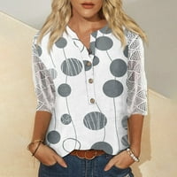 Bazyrey Nove dolaske Košulje za žene Dugih rukava Trendy Polka Dot Loose Pulover Henley Casual Bluzes