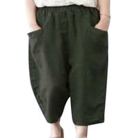 Pamučne pantalone pantalone za žene za žene elastična struka labava povremena pantalona obrezane hlače