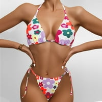 Kupaći kostimi Tankeni Split kupaći kostimi Čvrsta boja cvijet ne pozitivno ispis čipke up bikini set