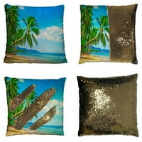 Prekrasan pogled na plažu na lijepoj tropskoj plaži Reverzibilni sirena Sequin jastuk na jastuku Početna
