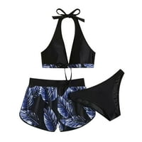 Kupaći kostimi za žene Ljeto čišćenje Čvrsti bikini remen bikini duboko u Split set trodijelni plivački