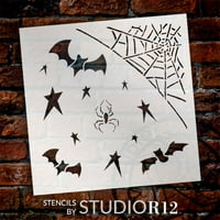 Spider Web & šišmišni šablonski šablon Studio - Odaberite veličinu - USA izrađena - DIY Halloween Decor