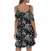 FVWitlyh Ljetna haljina Ženska kratka rukava Labava ravnica Maxi haljine casual duge haljine sa džepovima