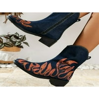 Gomelly Womens Cowgirl Boots Side zip zapadne čizme Chunky pete čizme Neklizne cipele Zimska vanjska