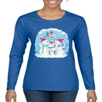 Pjevanje božićne moći za snijeg Žene Grafički majica s dugim rukavima, Royal, 2xl