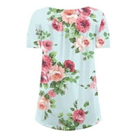 Ljetni vrhovi za žene kratkih rukava Bluze Regularne fit t majice Pulover tees vrhovi cvjetni tisak