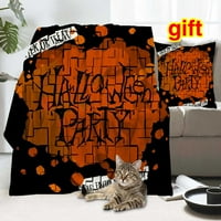 Halloween Dekorativni pokrivač sa jastukom, Halloween bundeve sa sportskom drvećem Spider web horor