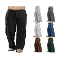 Hot Muške pamučne pantalone od pamučne lane boje labave pantalone muške hip-hop prozračne pantalone