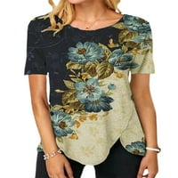 Eleluny ženske majice kratkih rukava s kratkim rukavima na vrhu Ljetnog labavog povremenog tunika bluza